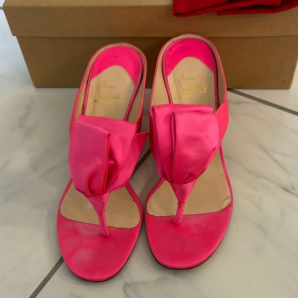 Christian Louboutin Pink Satin Sandal Heels